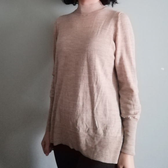 Badgley Mischka 100% Marino Wool Hi-Lo Mock Neck Sweater - Picture 8 of 8